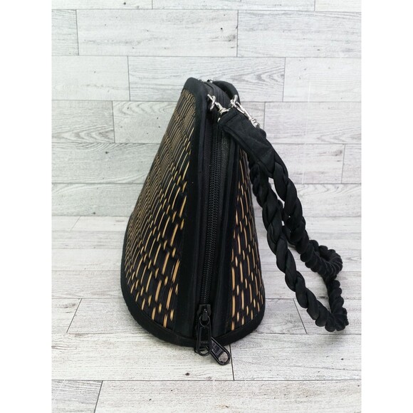 Baskets of Cambodia Crossbody Handbag Women Oval Straw Black Organizer Bag - Picture 6 of 12